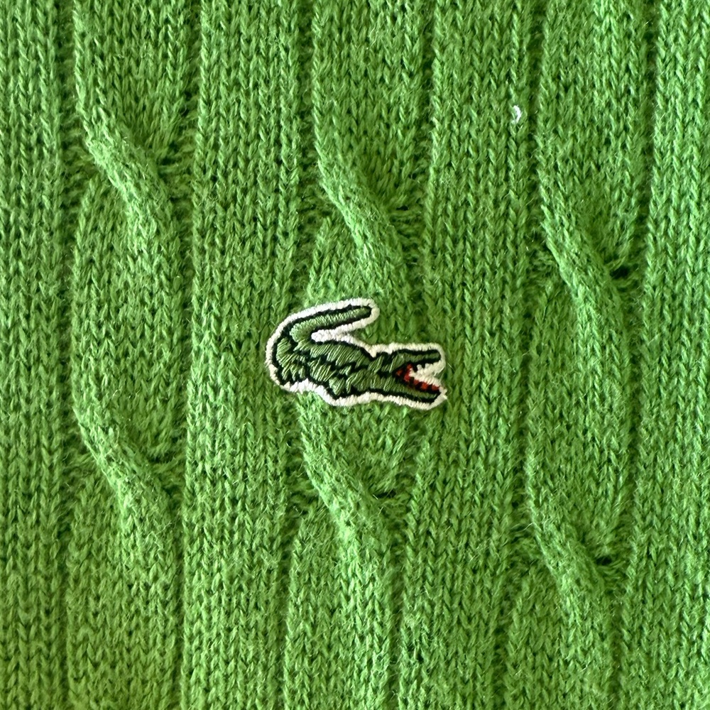 Lacoste Green Cable Knit Crewneck Sweater